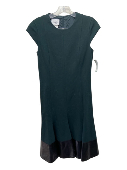 Akris Punto Size 6 Forest Green Viscose Blend Leather Accent Sleeveless Dress Forest Green / 6