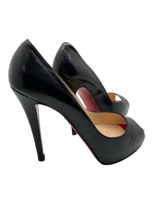 Christian Louboutin Shoe Size 39.5 Black Leather Peep Toe High Heel Pumps Black / 39.5