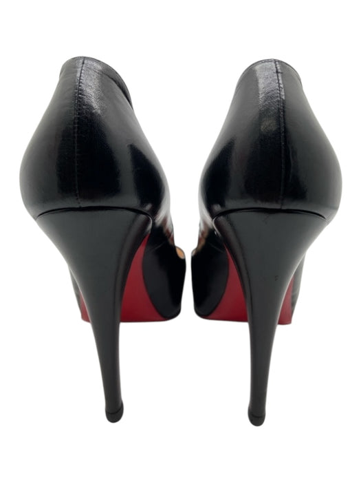 Christian Louboutin Shoe Size 39.5 Black Leather Peep Toe High Heel Pumps Black / 39.5