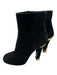 Prada Shoe Size 40 Black Suede Square Toe Inner Side Zip Gold Hardware Booties Black / 40