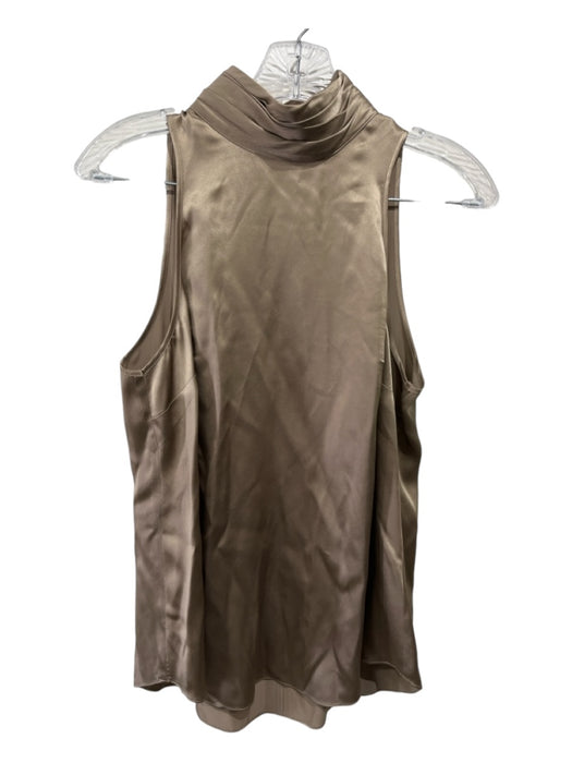 Cinq a Sept Size S Bronze Silk Mock Neck Sleeveless Top Bronze / S