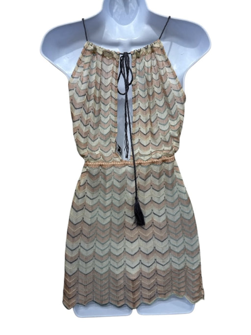 Missoni Size 6 Yellow, Orange, Blue & Pink Viscose Sleeveless Chevron Top Yellow, Orange, Blue & Pink / 6