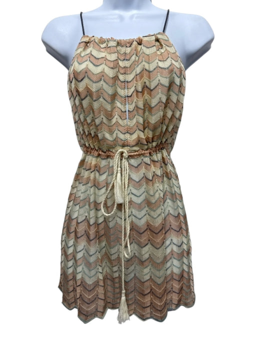 Missoni Size 6 Yellow, Orange, Blue & Pink Viscose Sleeveless Chevron Top Yellow, Orange, Blue & Pink / 6