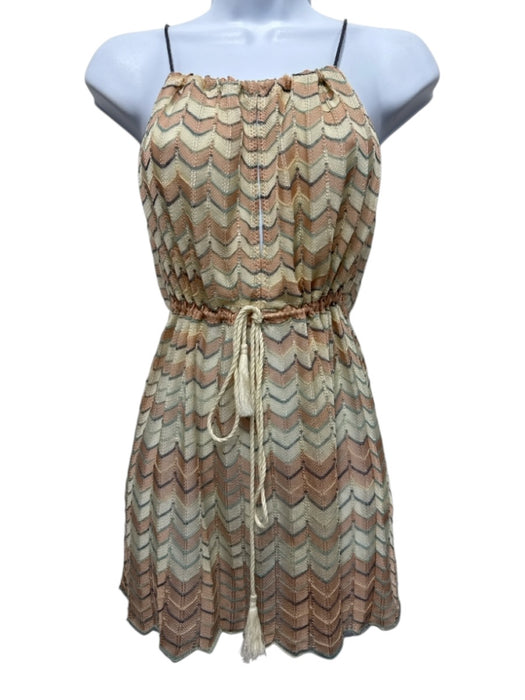 Missoni Size 6 Yellow, Orange, Blue & Pink Viscose Sleeveless Chevron Top Yellow, Orange, Blue & Pink / 6