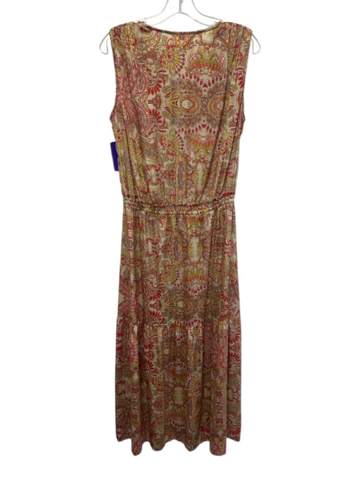Perry Walker Size 2 red. yellow, beige Silk Blend Drawstring Waist Paisley Dress red. yellow, beige / 2