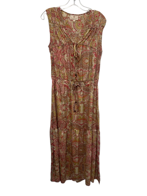 Perry Walker Size 2 red. yellow, beige Silk Blend Drawstring Waist Paisley Dress red. yellow, beige / 2