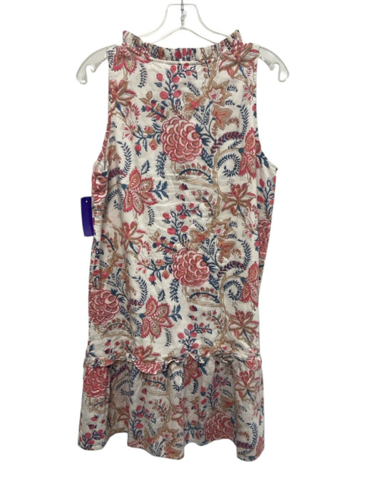 Perry Walker Size 2 White, Blue, Pink Cotton Block Printed Botanical Dress White, Blue, Pink / 2