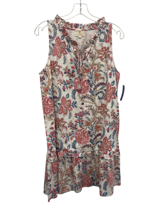 Perry Walker Size 2 White, Blue, Pink Cotton Block Printed Botanical Dress White, Blue, Pink / 2