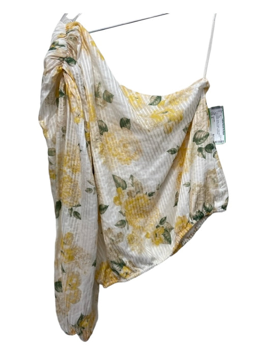 Cami NYC Size S Yellow, Green, Cream Cotton Blend Floral One Shoulder Top Yellow, Green, Cream / S