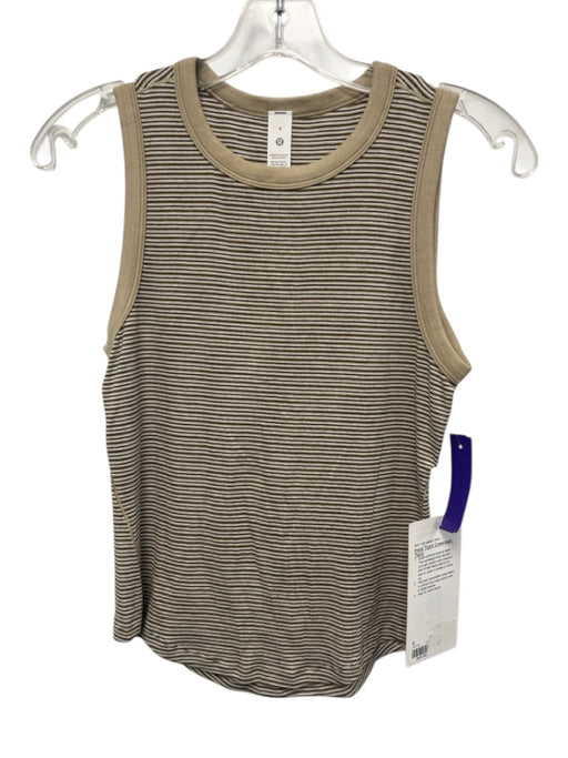 Lululemon Size 6 Beige & Brown Modal Blend Knit Stripe Sleeveless Top Beige & Brown / 6