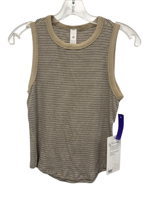 Lululemon Size 6 Beige & Brown Modal Blend Knit Stripe Sleeveless Top Beige & Brown / 6