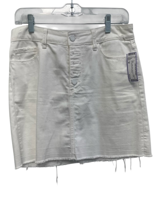 Paige Size 28 White Cotton Blend Raw Hem Button Fly Above Knee Skirt White / 28