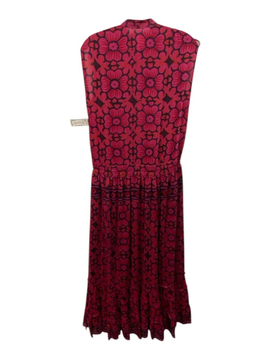 Bell by Alicia Bell Size S Magenta Pink & Blue Silk & Cotton Floral Dress Magenta Pink & Blue / S