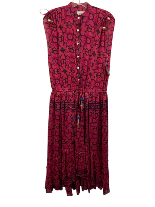 Bell by Alicia Bell Size S Magenta Pink & Blue Silk & Cotton Floral Dress Magenta Pink & Blue / S