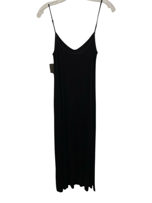 Beautiful People Size S Black Tencel Blend Ribbed Spaghetti Strap V Neck Dress Black / S