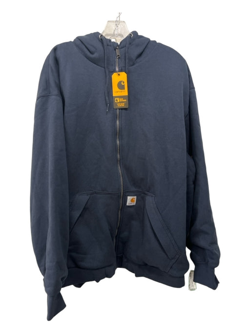 Carhartt NWT Size 2XL Navy Cotton & Polyester Solid Hood Zip front Men's Jacket 2XL