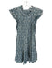 Olivaceous Size L Slate Blue & Cream Cotton Mini Ruffle Detail Dress Slate Blue & Cream / L