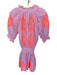 Juliet Dunn Size 3 Pink & Orange Cotton Mini embroider neck Ruffle Neck Dress Pink & Orange / 3
