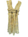 Dream Sister Jane Size M Yellow Cotton Blend Gingham Ruffle Ribbon Detail Dress Yellow / M