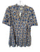 Tuckernuck Size L Blue & Brown Cotton V Neck Short Sleeve Floral Mini Dress Blue & Brown / L