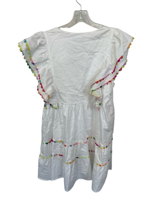 CROSBY by Mollie Burch Size M White Cotton V Neck Flutter Sleeve Mini Dress White / M