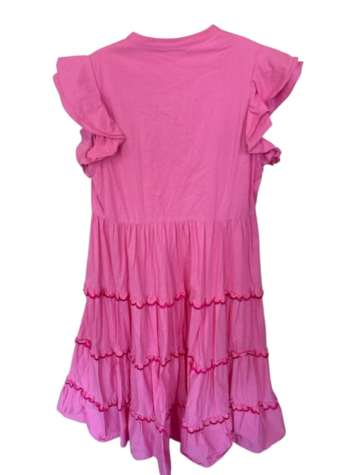 CROSBY by Mollie Burch Size L Pink Cotton Buttons V Neck Ruffle Maxi Dress Pink / L