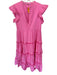 CROSBY by Mollie Burch Size L Pink Cotton Buttons V Neck Ruffle Maxi Dress Pink / L