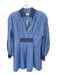Tuckernuck Size M Cornflower Blue Cotton & Linen Long Sleeve Buttons Mini Dress Cornflower Blue / M