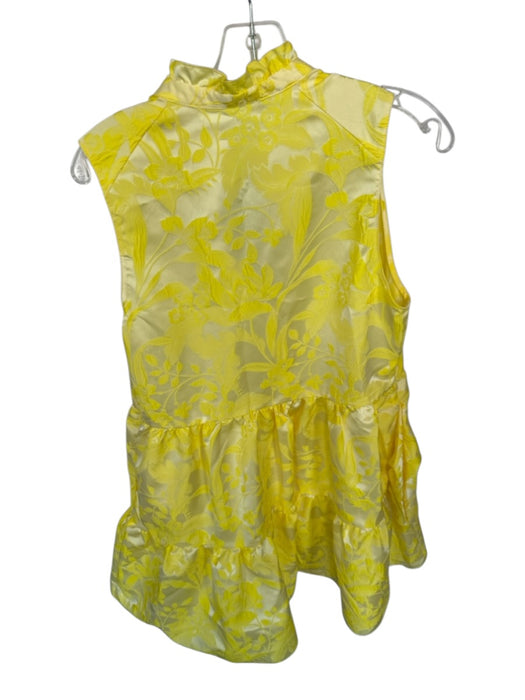 Amanda Uprichard Size L Yellow Polyester jaquard Sleeveless Flowers V Neck Dress Yellow / L