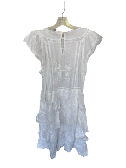 Banana Republic Size M White Cotton Cap Sleeve Embroidered Lace Detail Dress White / M