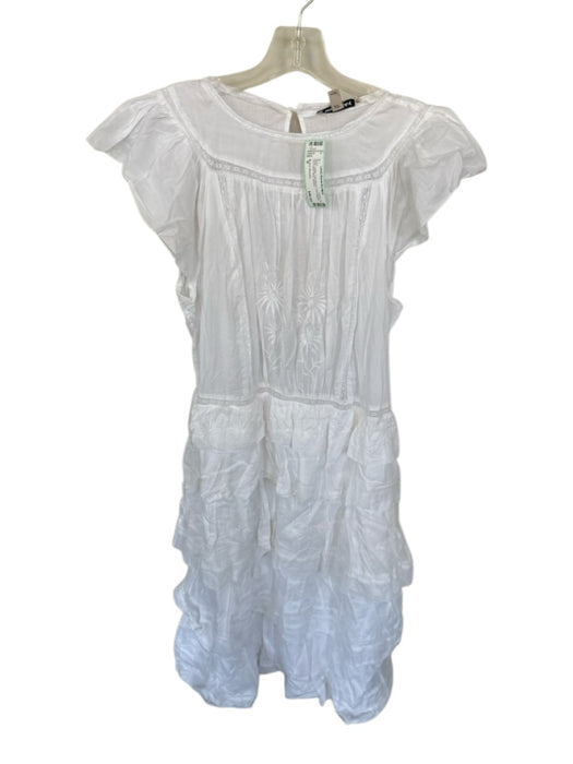 Banana Republic Size M White Cotton Cap Sleeve Embroidered Lace Detail Dress White / M