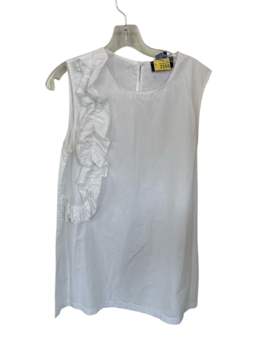 Chepe Size M White Cotton Sleeveless Ruffle Detail Short Dress White / M