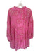 J. Marie Size M Pink & Red Cotton Floral Peasant Long Puff Sleeve Short Dress Pink & Red / M