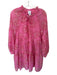 J. Marie Size M Pink & Red Cotton Floral Peasant Long Puff Sleeve Short Dress Pink & Red / M