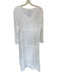 Bellambia Size M White Linen crotchet V Neck Long Sleeve Maxi Dress White / M