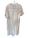 Charlie Size L White & Pink Linen Striped Collar Buttons Cuff Sleeve Dress White & Pink / L