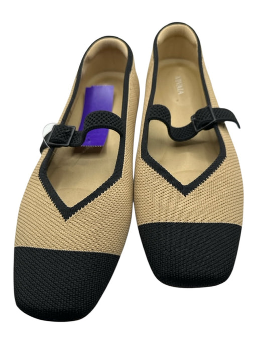 Vivaia Shoe Size 39 Black & Tan Knit Buckle Color Block Mary Jane Flats Black & Tan / 39