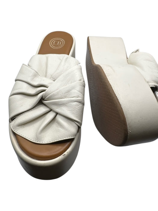 CB Shoe Size 38 Cream Faux Leather Platform Front Twist Sandals Cream / 38