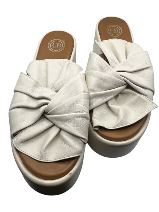 CB Shoe Size 38 Cream Faux Leather Platform Front Twist Sandals Cream / 38