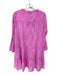 Juliet Dunn Size 2 Pink Cotton Blend Long Sleeve Metallic Tiered Dress Pink / 2