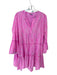 Juliet Dunn Size 2 Pink Cotton Blend Long Sleeve Metallic Tiered Dress Pink / 2