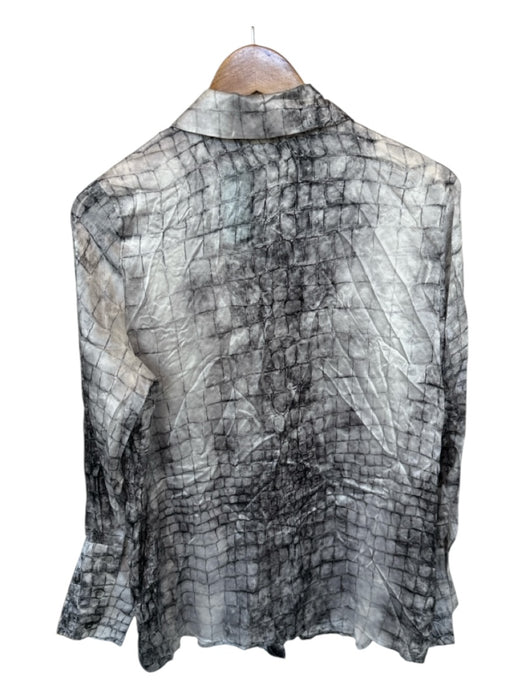 Marina Rinaldi Size Est xl White & Gray Silk Long Sleeve Croc Print Top White & Gray / Est xl