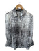 Marina Rinaldi Size Est xl White & Gray Silk Long Sleeve Croc Print Top White & Gray / Est xl