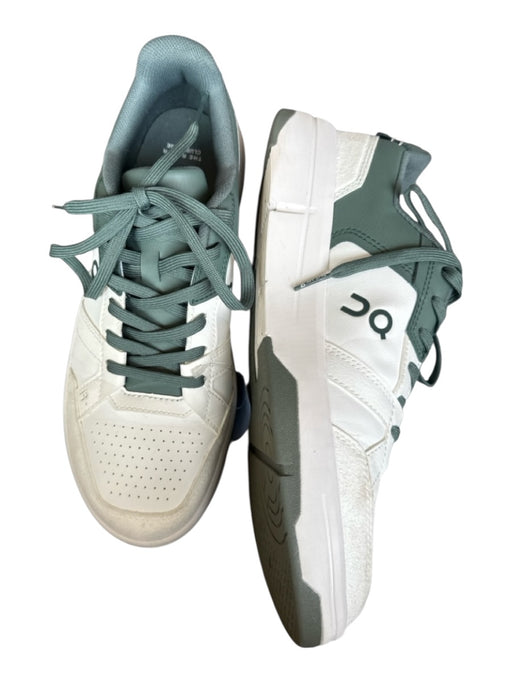 On Cloud Shoe Size 10 White & Green Leather Lace Logo Color Block Sneakers White & Green / 10