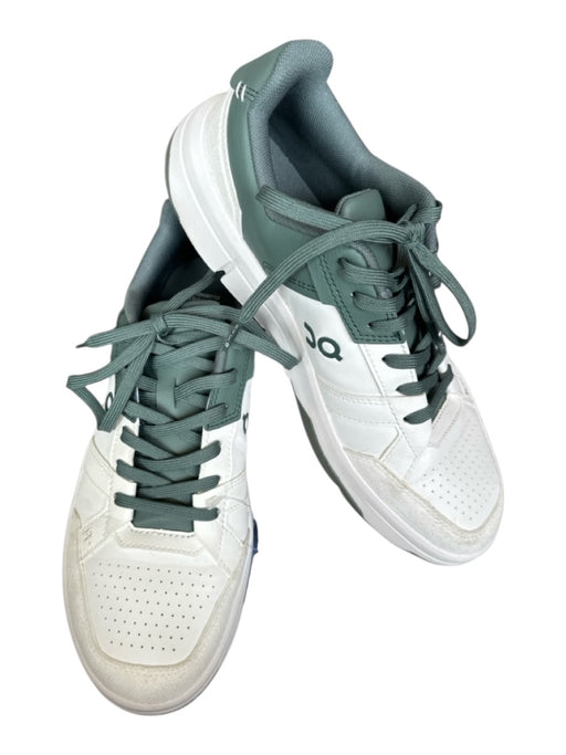 On Cloud Shoe Size 10 White & Green Leather Lace Logo Color Block Sneakers White & Green / 10