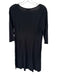 Eileen Fisher Size M Black Rayon Blend 3/4 Sleeve V Neck Midi Dress Black / M
