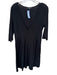 Eileen Fisher Size M Black Rayon Blend 3/4 Sleeve V Neck Midi Dress Black / M