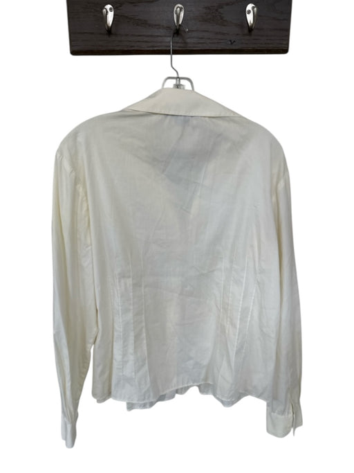 Lafayette 148 Size 14 cream &  pale pink Cotton Blend Long Sleeve Button Up Top cream &  pale pink / 14