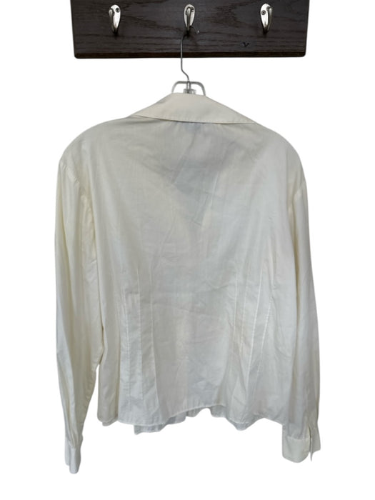 Lafayette 148 Size 14 cream &  pale pink Cotton Blend Long Sleeve Button Up Top cream &  pale pink / 14