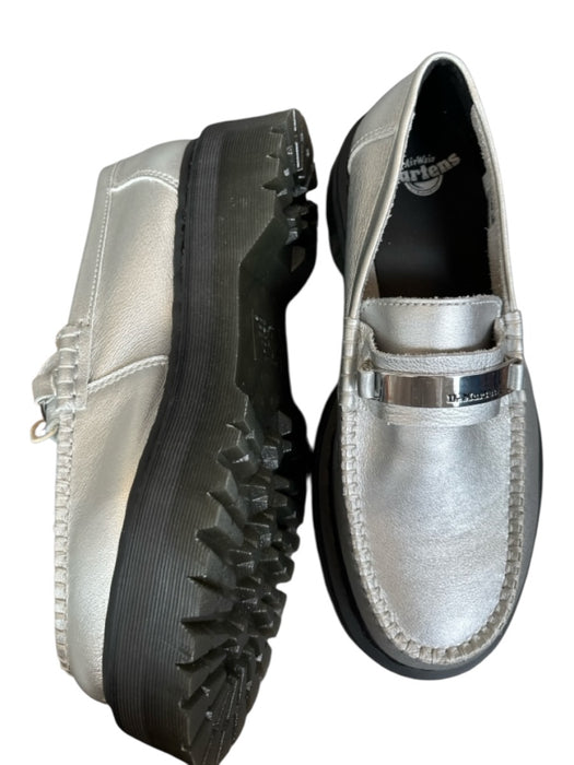 Dr. Martens Shoe Size 10 Silver Leather Silver Hardware Platform Chunky Loafers Silver / 10